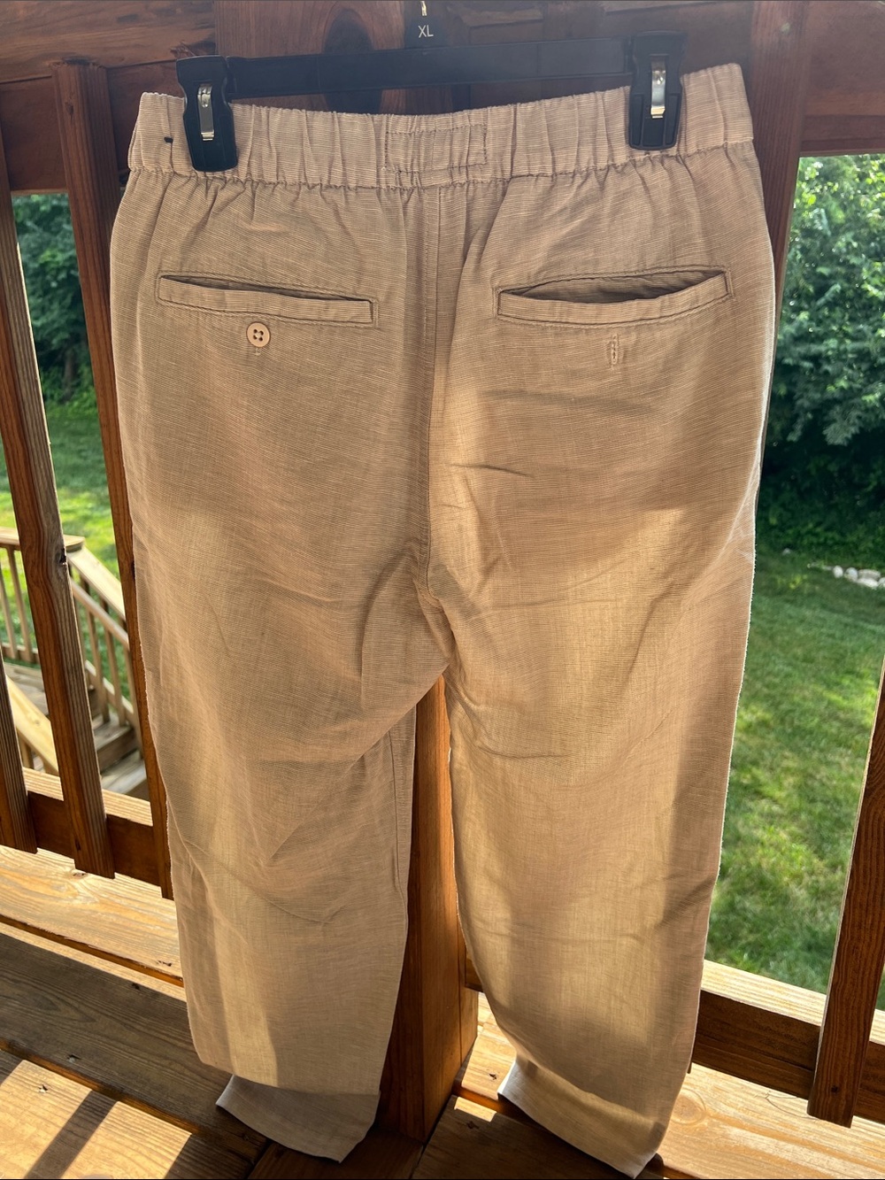 Abercrombie & Fitch Men's Light Tan Drawstring Linen-Blend Joggers - Picture 2 of 2